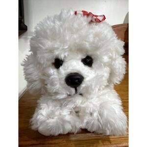VTG Animal Alley Realistic Bichon Frise White Plush Stuffed Animal Dog 14” Y2K
